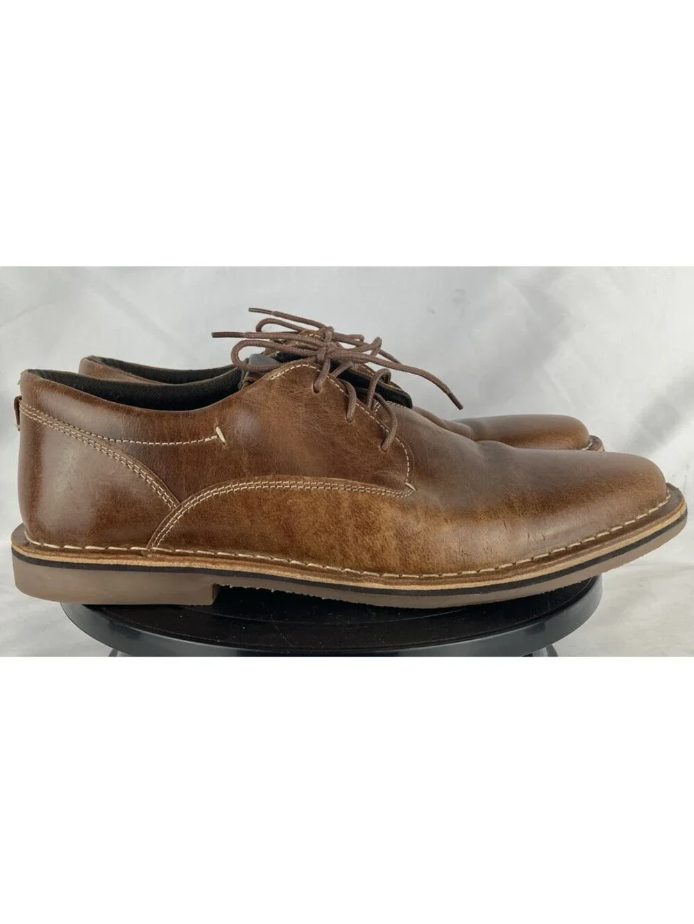 Men’s 9.5 Steve Madden Harpoon 982 Wood Brown Leather Derby Oxford Shoes Derby